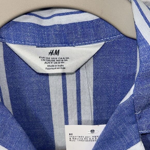 H&M Striped Blue Boys Button Down Shirt(Size 8-9 yrs) - Picture 5 of 5